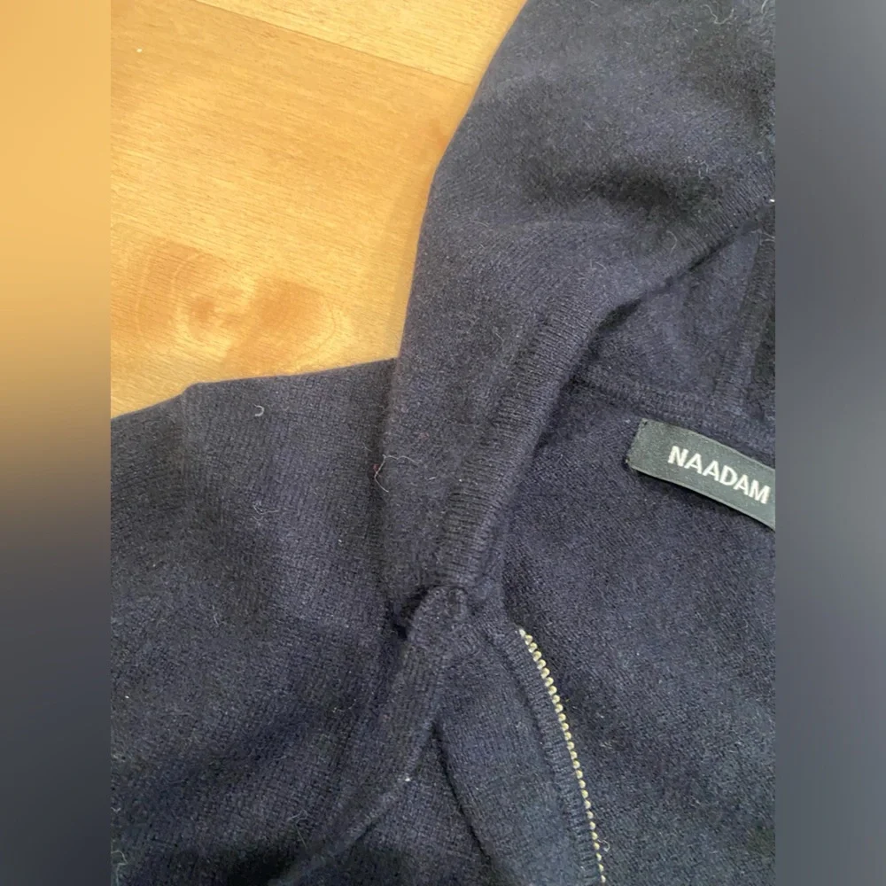 NAADAM Black Hooded Zip-Up Sweater